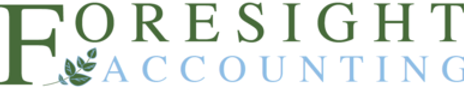 The logo of foresight accounting in green font with a stylized green leaf integrated into the letter 'f'.